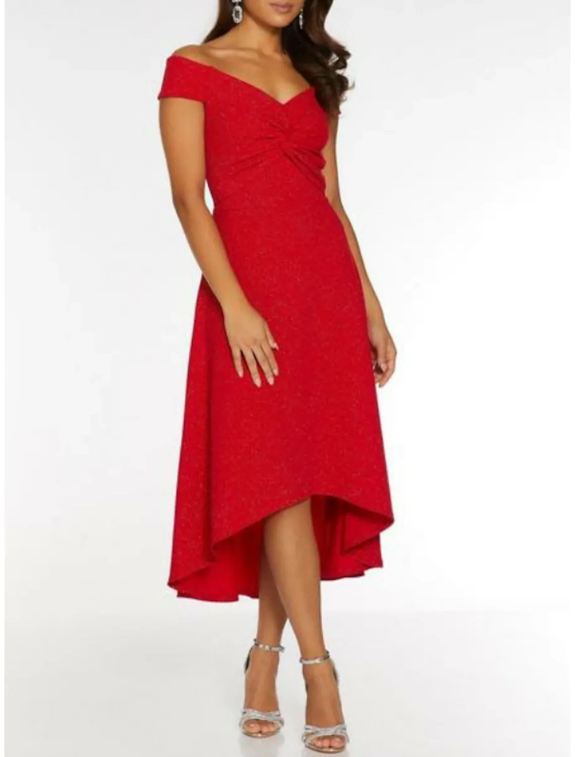 Aimishang  A-Line Cocktail Dresses Elegant Dress Holiday Asymmetrical Short Sleeve Off Shoulder Polyester with