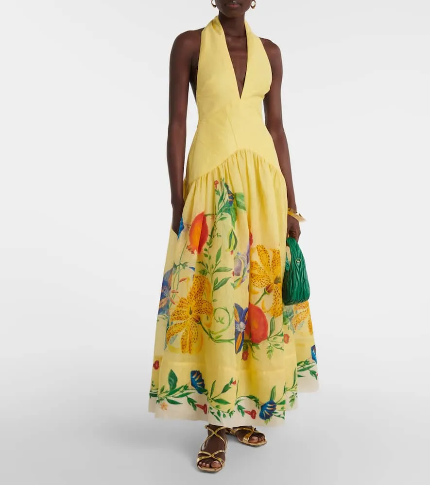 Alemais Dahlia floral linen-blend maxi dress