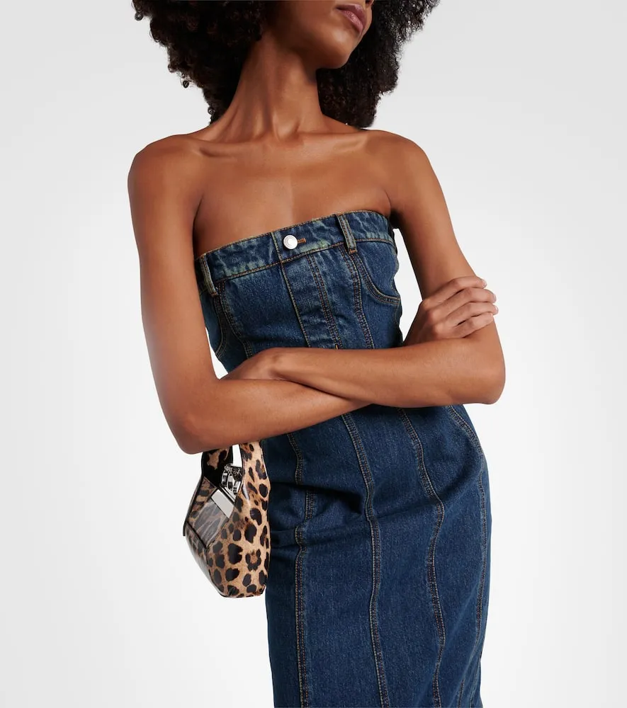Alexander McQueen Paneled denim bustier dress