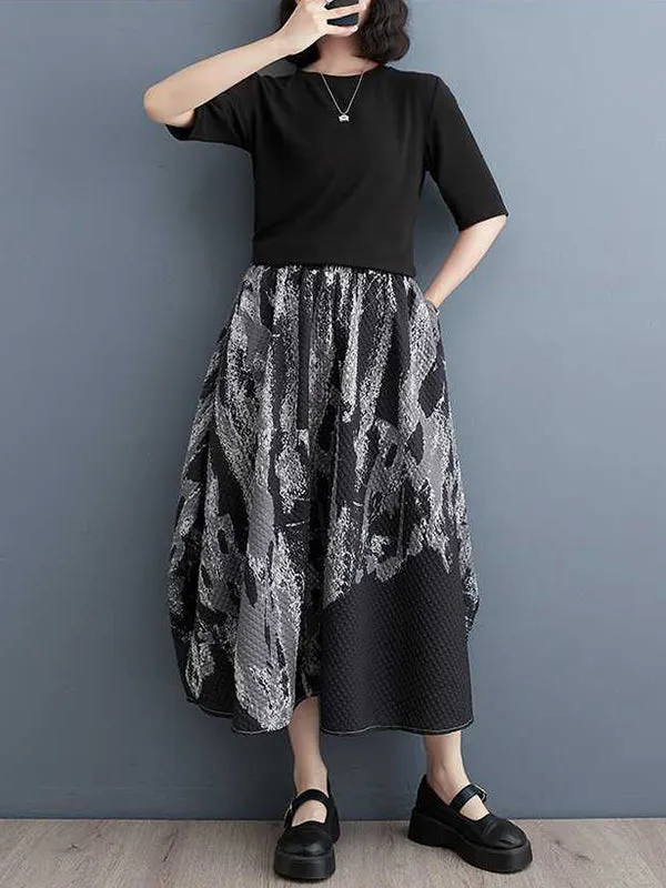 Elasticity Printed Loose Skirts Bottoms