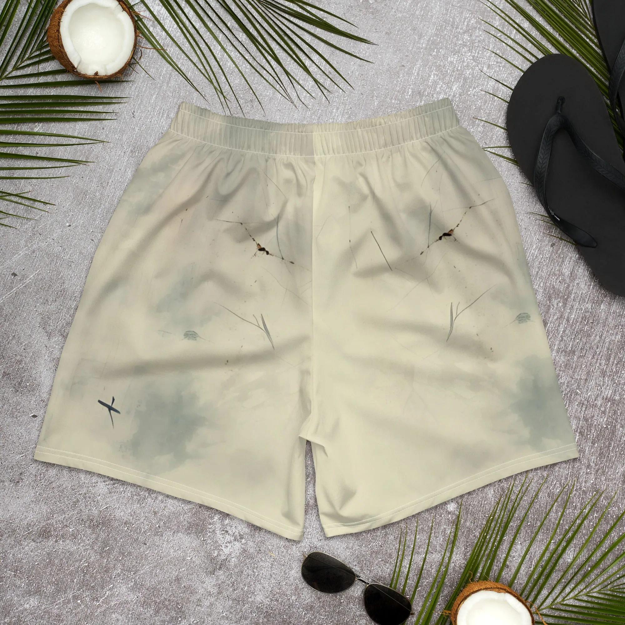 Elegant Ivory All-Over Print Unisex Athletic Long Shorts