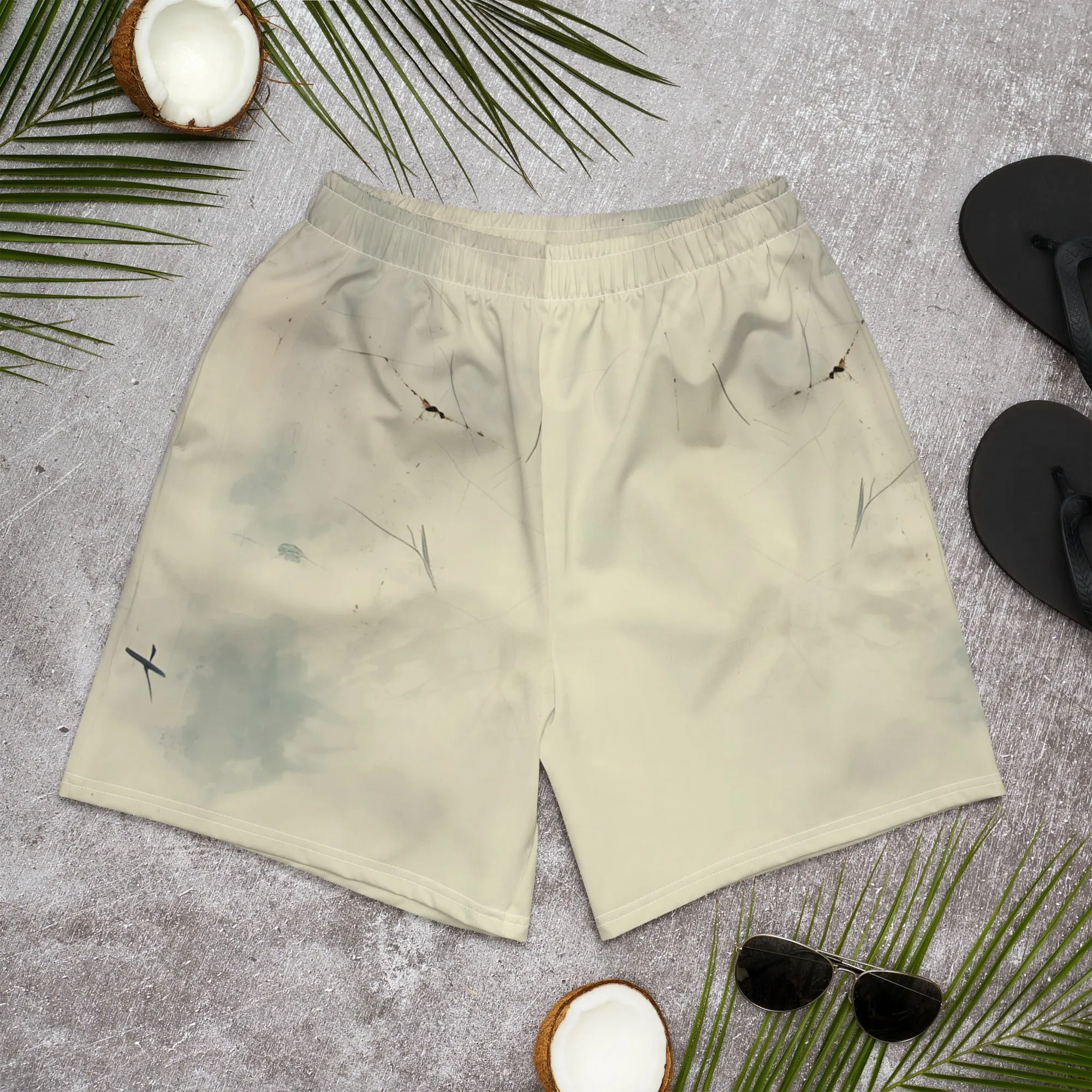 Elegant Ivory All-Over Print Unisex Athletic Long Shorts