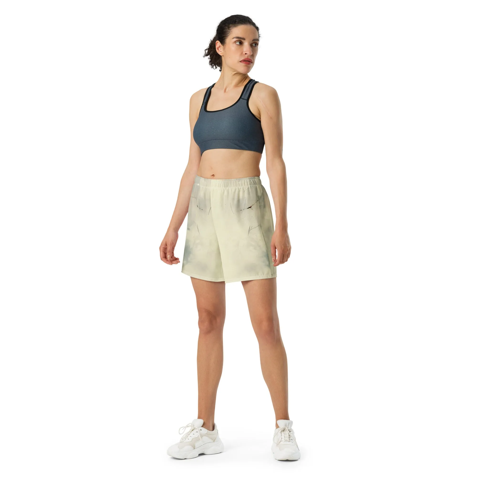 Elegant Ivory All-Over Print Unisex Athletic Long Shorts