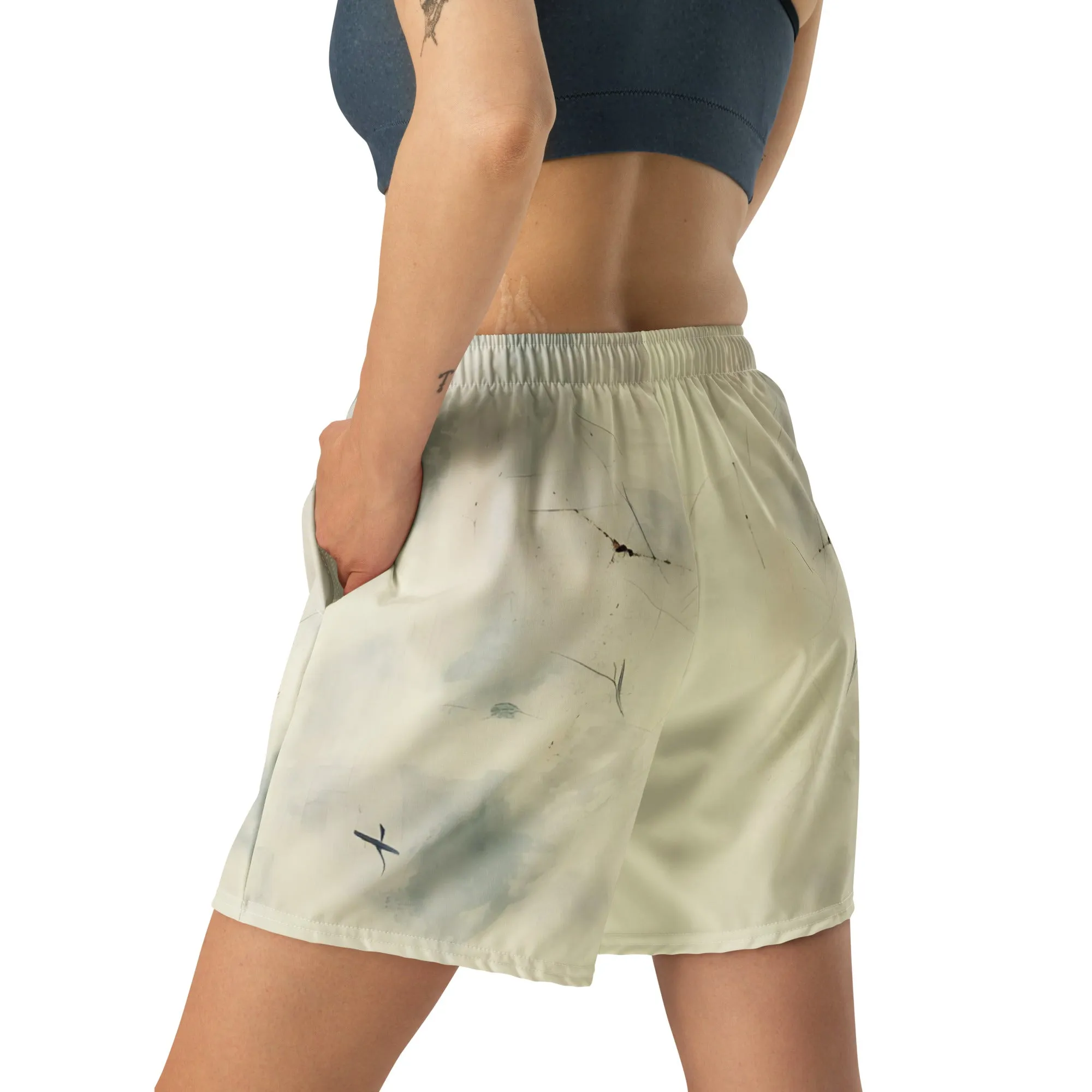 Elegant Ivory All-Over Print Unisex Athletic Long Shorts