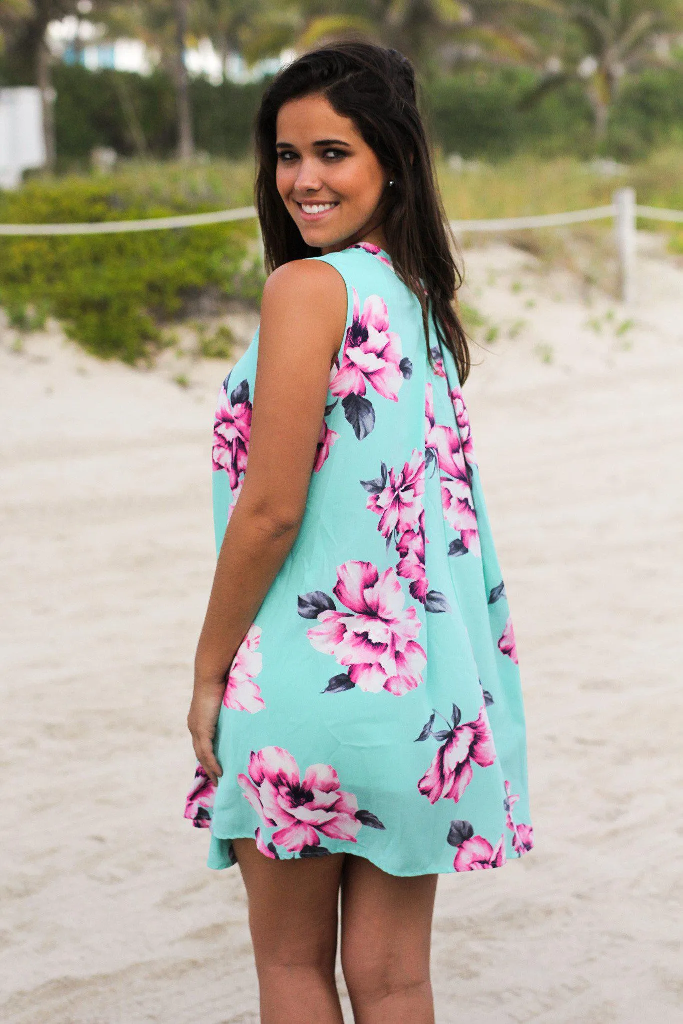 Mint Floral Short Dress