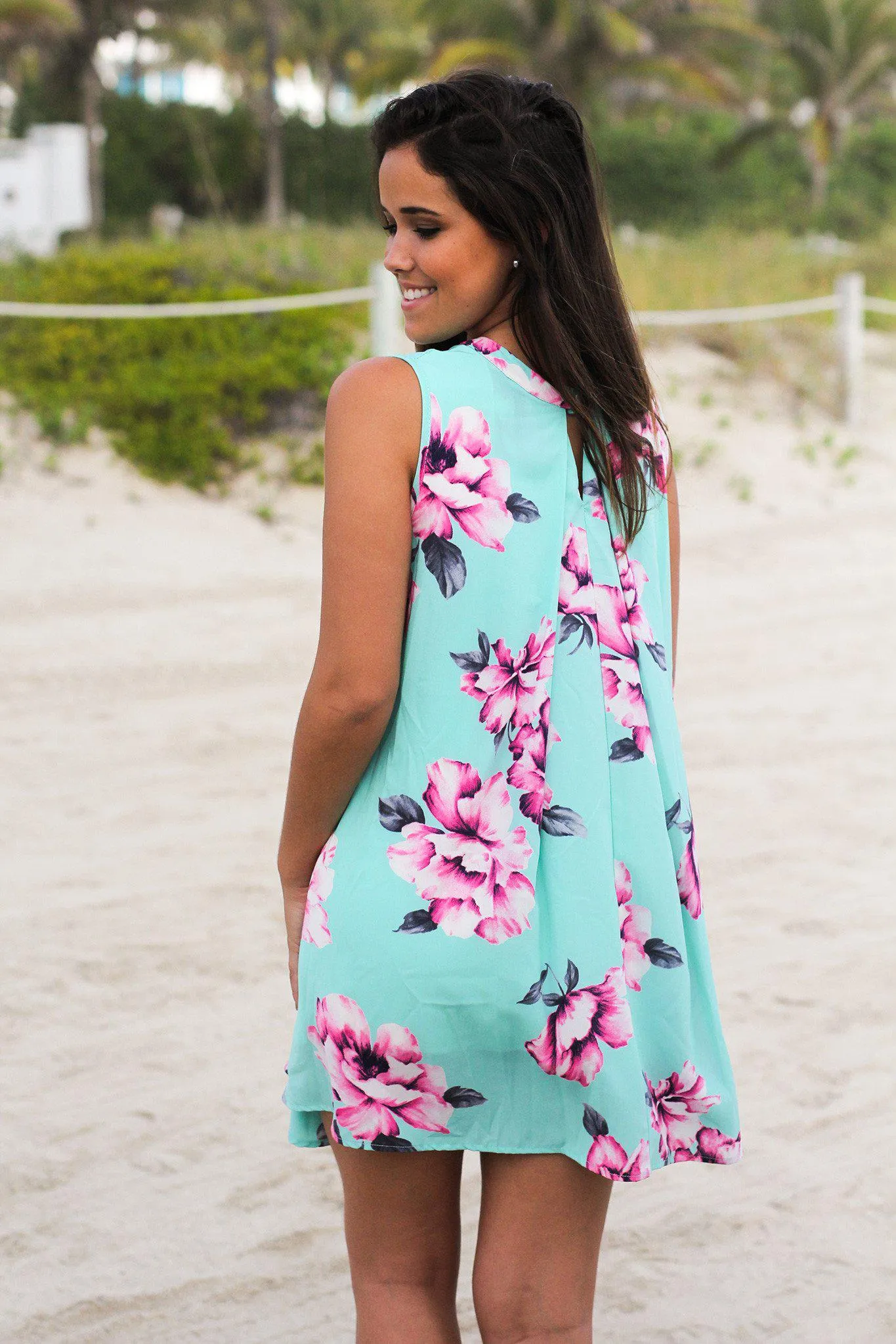 Mint Floral Short Dress