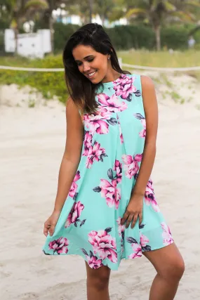 Mint Floral Short Dress