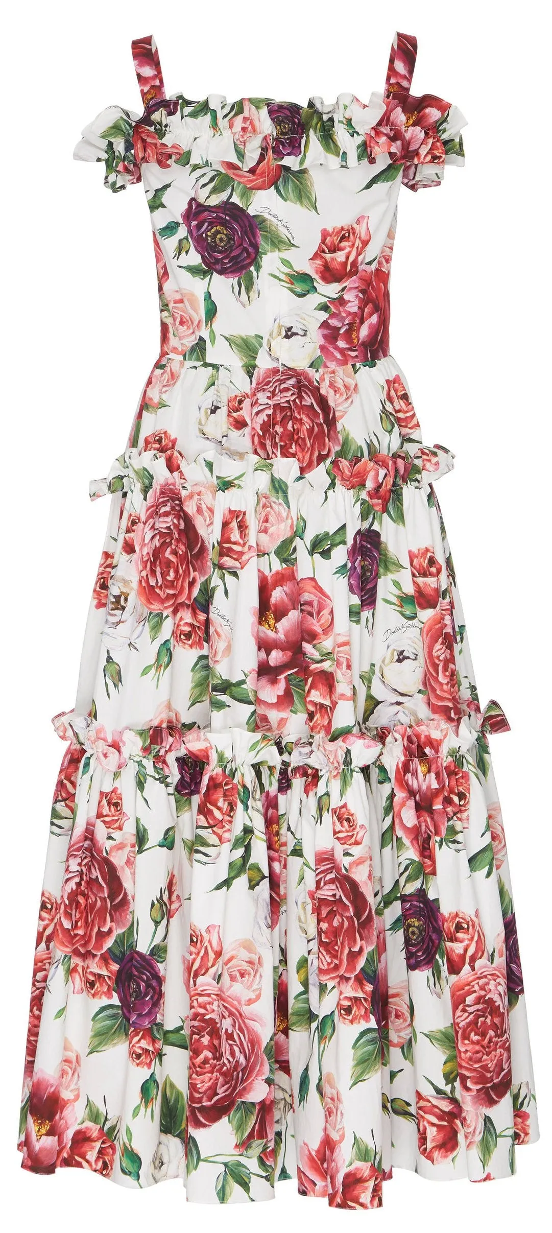 Off-The-Shoulder Peony-Print Midi Dress