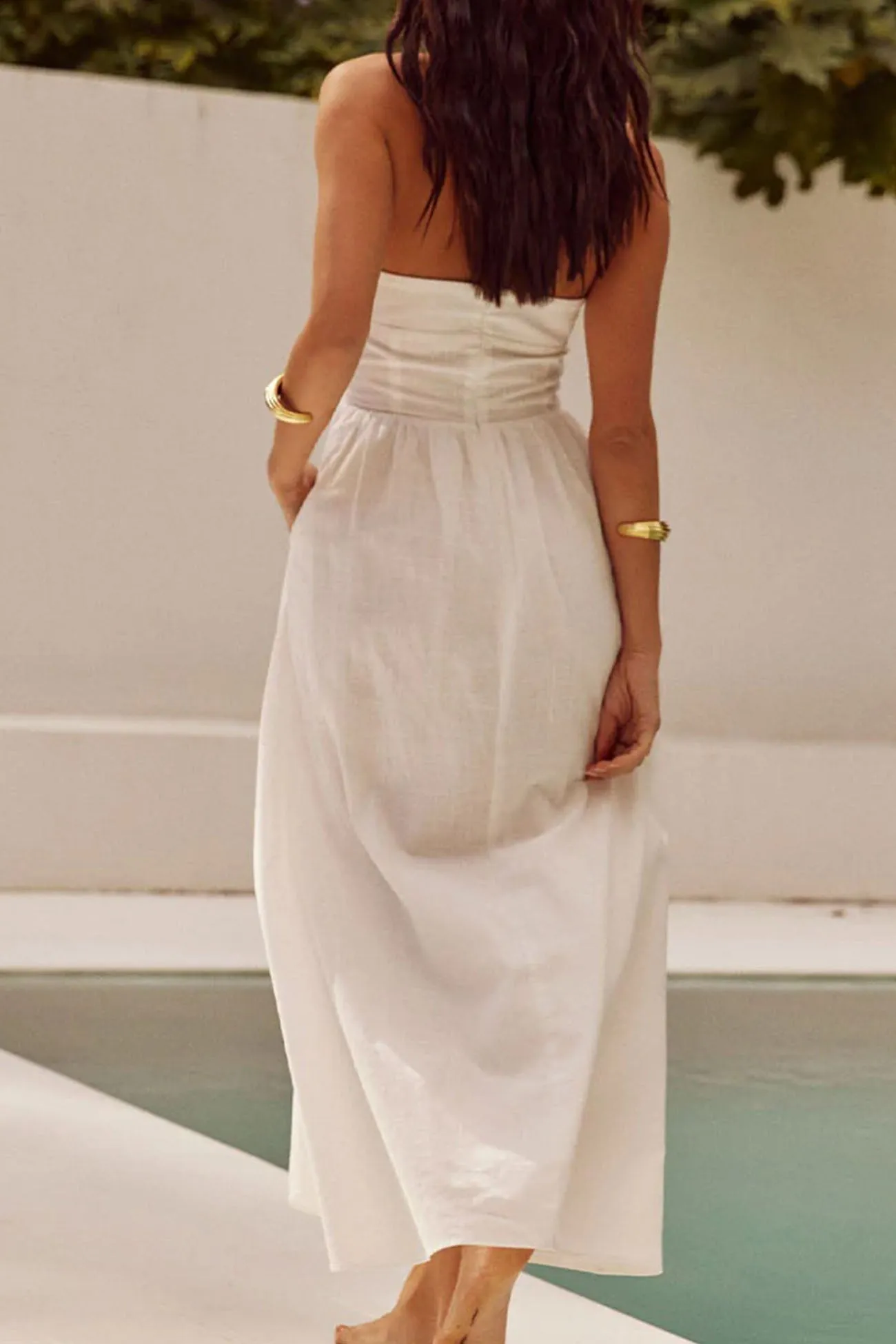 Solid Color Halterneck Backless A-Line Dress