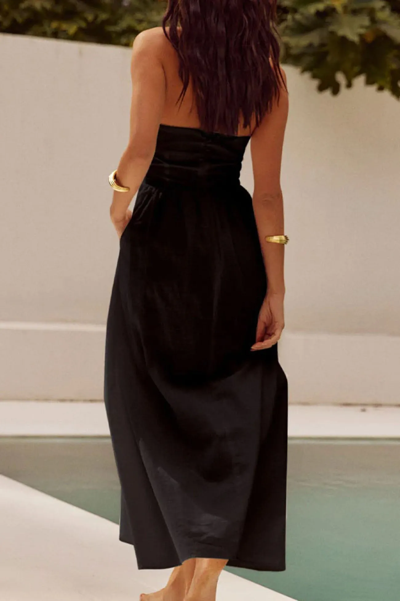 Solid Color Halterneck Backless A-Line Dress