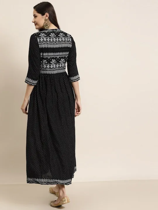 Women Ethnic Motifs Printed Layered Jacket Style Kurta with Trousers