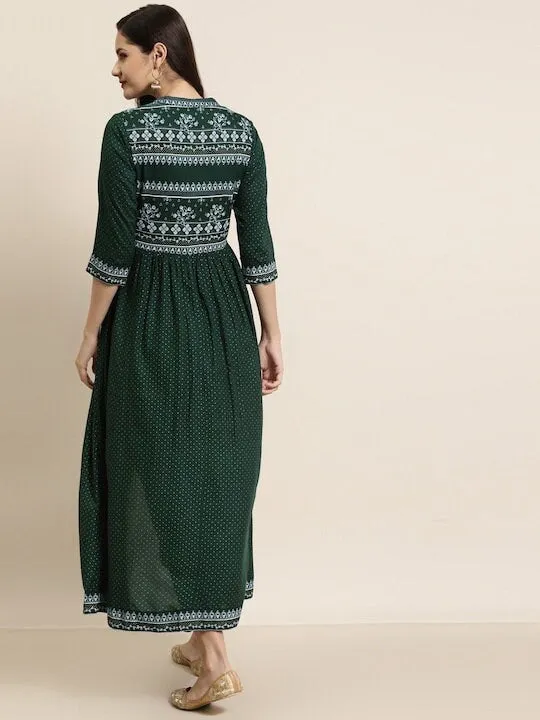 Women Ethnic Motifs Printed Layered Jacket Style Kurta with Trousers